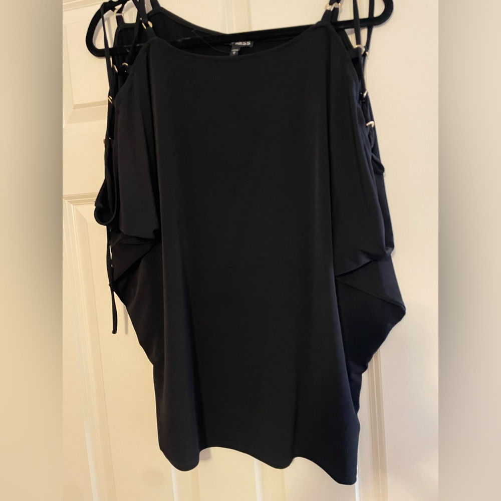 Black open/lace style shoulder shirt, Express, size L